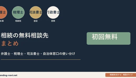 【相続の無料相談先まとめ】弁護士・税理士・司法書士・自治体窓口の使い分け